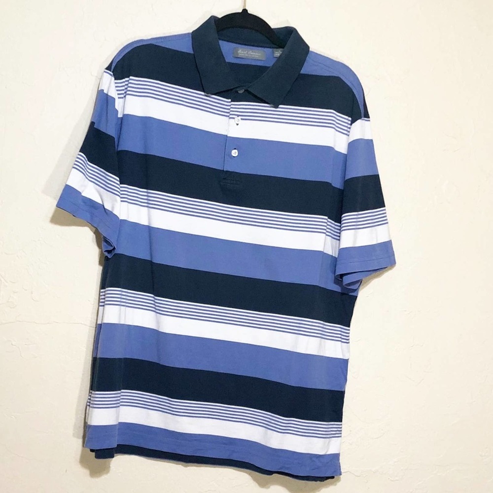 Daniel Cremieux Navy and Light Blue Striped Polo